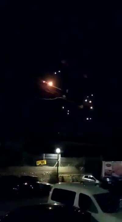 Iron dome intercepting ~10 missiles fired from gaza (30 minutes ago)