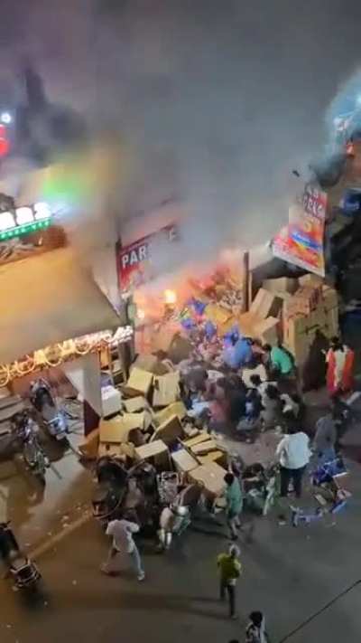 Indian Firecracker Shop Catches Fire, crowd creates stampede. 