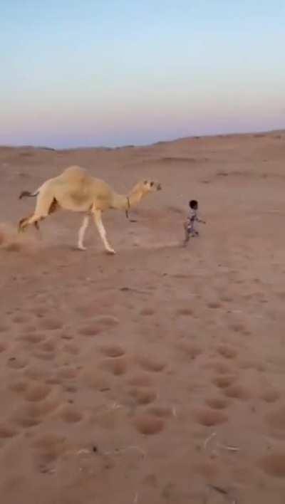 Ronaldo running behind ronaldo jr