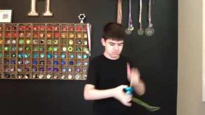 Yoyo champion Hunter Feuerstein demonstrates his &quot;DNA&quot; trick