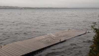 Waves Interact with Wooden Pier