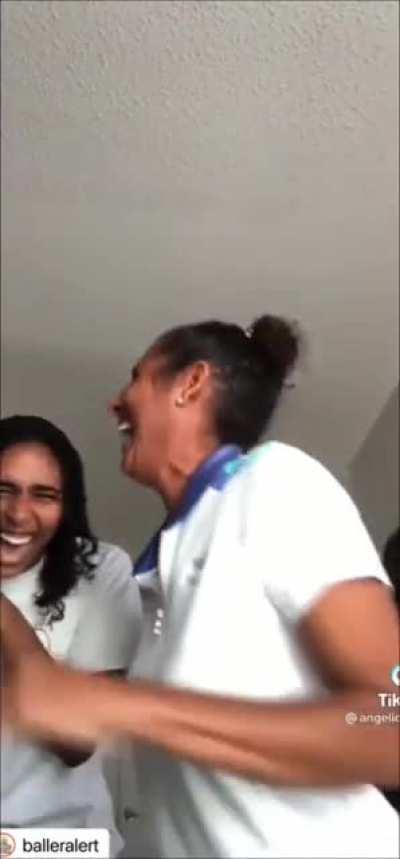 Mom has opposite reaction and laughs uncontrollably when teen daughter does the scholarship prank