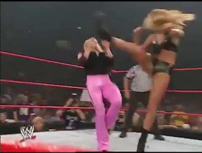 Stacy showing Trish how to do a Chick Kick