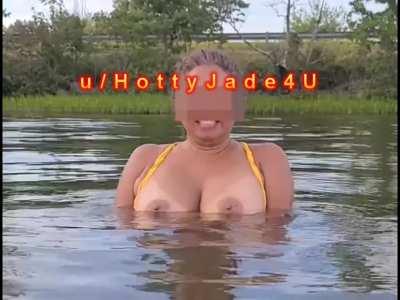 Drivers honking at my big wet Desi boobies at Lake Norman