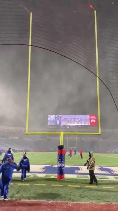 The city of Buffalo before an NFL game. One team only threw the ball 3 times during the entire game.