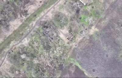 UA drone finds russian observer, drops ordnance. Ukraine 2022