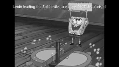 Comrade SpongeBob fighting for the working class