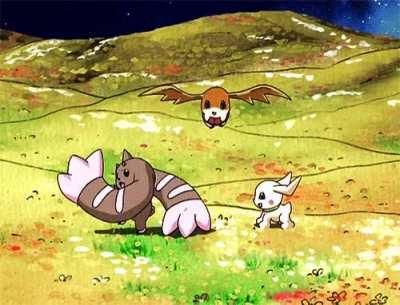 Here's Patamon, Lopmon, and Plotmon. Happily dancing over the fields, to lighten up your day :)