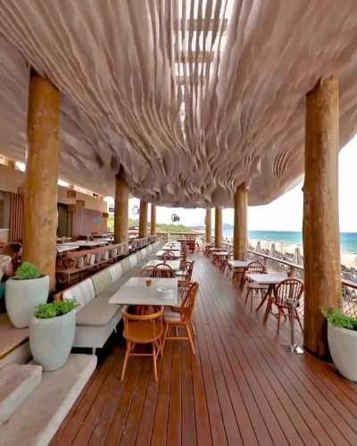 The wind hitting this beach bar