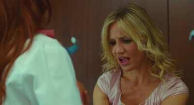 Cameron Diaz checking how good Are Christine Smith's tits in front of a doctor.