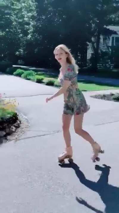 Heather Graham putting the skates back on