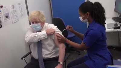 Boris Johnson getting his jab. Watch until the end.