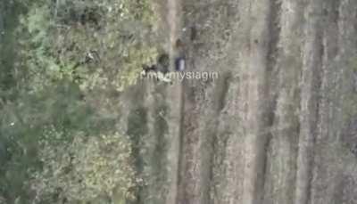 Ukrainian drone strike on Russian soldier in Kherson Oblast