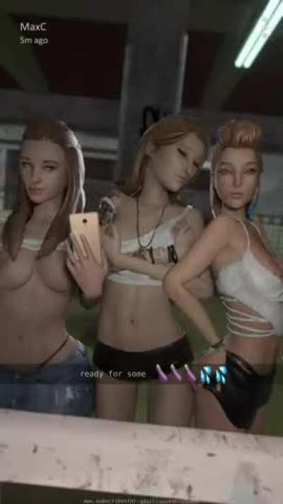 Max, Chloe and Rachel posing in the club toilets (SavageCabbage) [Life is Strange]