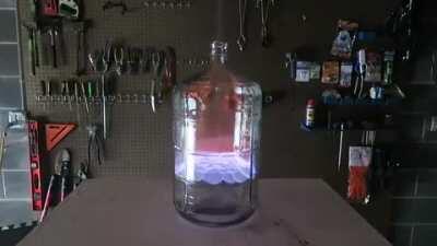 Burning alcohol vapor in a bottle