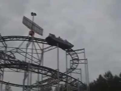 Eminem getting stuck on the rollercoaster.