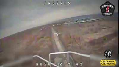 Ukrainian FPV drone in pursuit of Russian vehicle