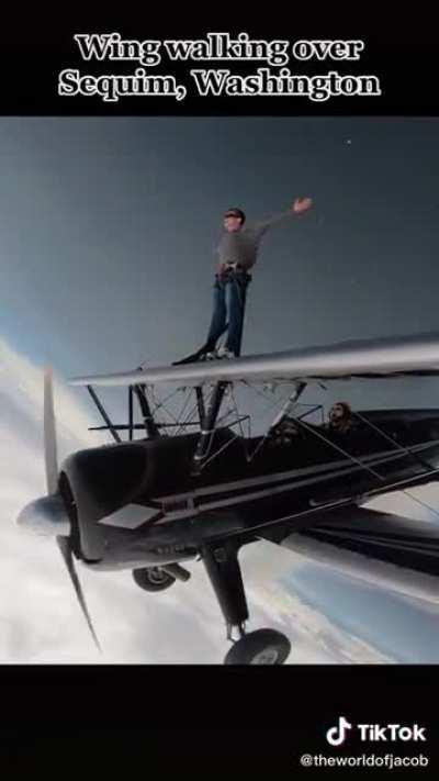 Uncommon extreme sport called wing walking