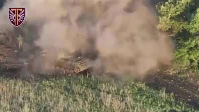 russian bmp hits a mine in a mine cleared corridor