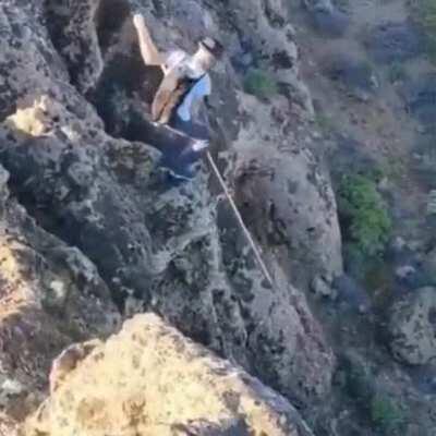 Ancient shepherds' technique for traversing volcanic terrain (&quot;salto del pastor&quot;)