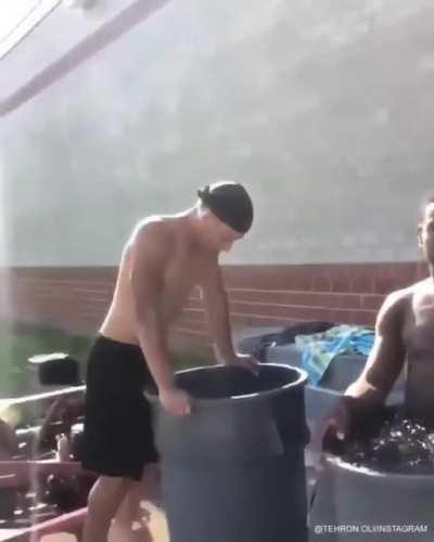 Two types of people in an ice bath