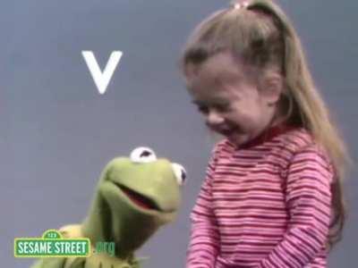 Kermit the Frog sings the Alphabet with (and keeps getting cutely interrupted by) a little girl named Joey Calvan on &quot;Sesame Street&quot;, in a segment that aired 50 years ago today in 1972