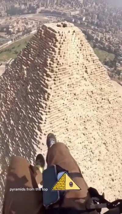 Paraglider Yanis Terzis captures a close-up aerial footage of one of the ancient pyramids of Egypt