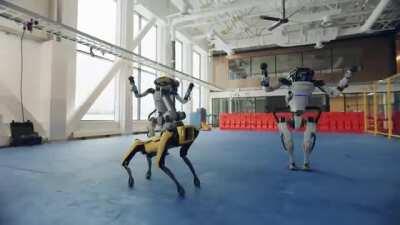 Robots dancing on the song &quot;Do you love me?&quot; from The Contours