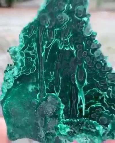 Amazing Velvety-green malachite stalactite geode