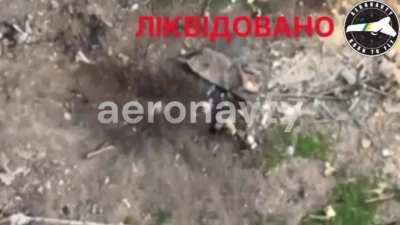 Aeronauty posted footage of a FPV strike on a lone Russian soldier, unknown location