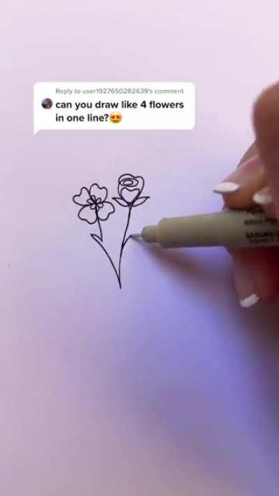 Drawing 4 flowers with 1 line