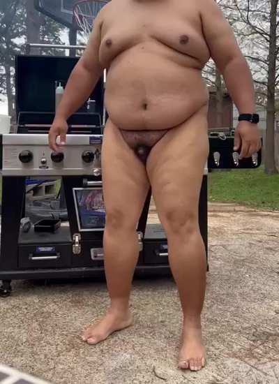 Grilling Naked Back in Winter