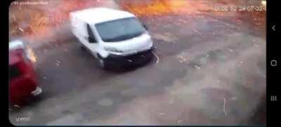 CCTV footage of the Russian missile that hit Uman, killing 14 year old girl on bicycle