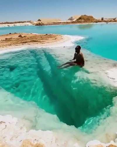 🔥 Lakes in Siwa oasis,Egypt. Is so salty that you just automatically float.