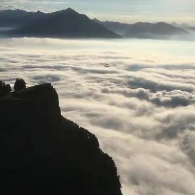 Flying with hang glider