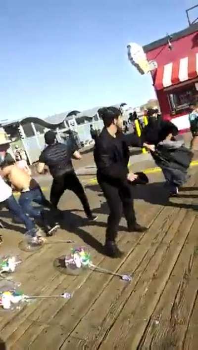 Fight on the Santa Monica Beach pier 