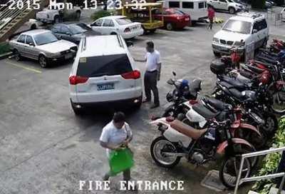 Beware of your surroundings when parking a car.