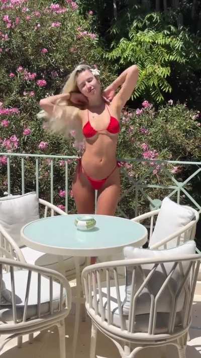 Polina Malinovskaya - Posing in a Red Thong Bikini (IG Story Clip)