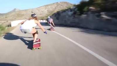 Two girls doing an impressive raw run