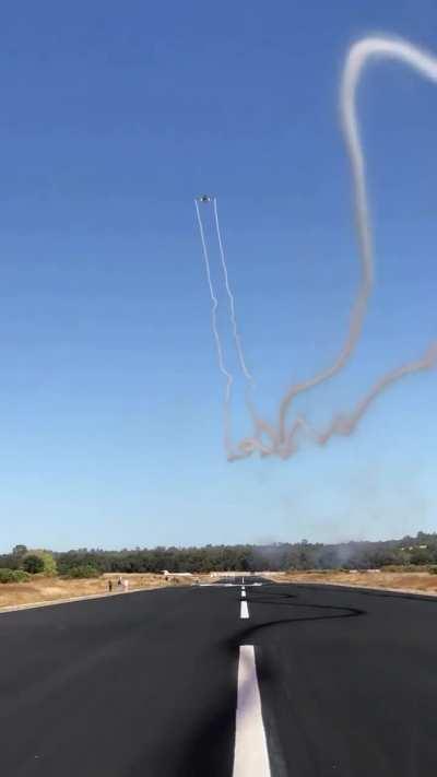 View of wingtip vortices reconnecting with one another