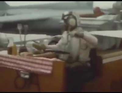 Navy carrier deck operations during the Persian Gulf war.