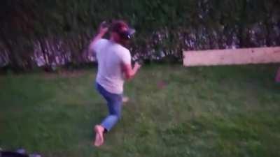 WCGW trying to jump over a VR fence?