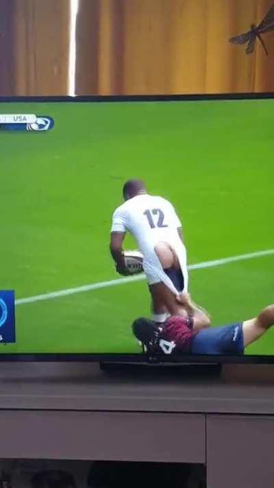 So this happened in the England vs USA rugby match today