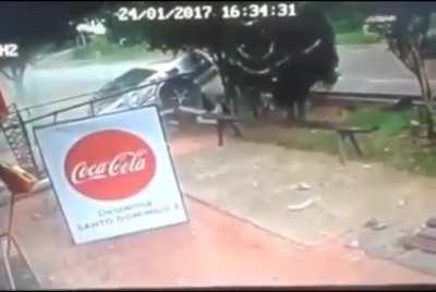 Car crash sponsored by Coca Cola