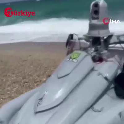 UA POV: An explosive-laden jet ski, believed to belong to the Ukrainian Navy, was found drifting off the coast of Çatalca, Istanbul. It was seen that the kamikaze jet ski was equipped with an electro-optical camera and Starlink satellite terminal. 