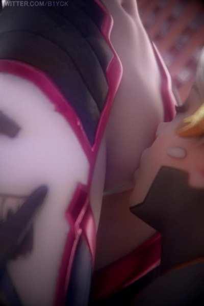 Mercy licking D.Va's tight pussy (B1YCK)