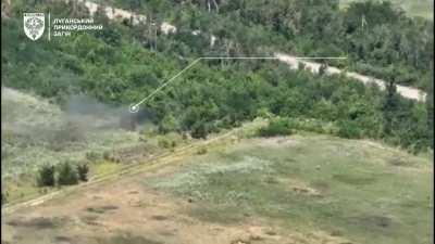 M101 105mm howitzer crew operating against small Russian ammunition depots and firing positions in tree lines in the Donetsk Oblast. Luhansk Border Detachment. Published on July 3, 2024