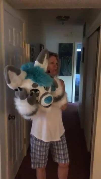 My friend's mom tried on his fursuit and now she totally gets it and wants to be a furry