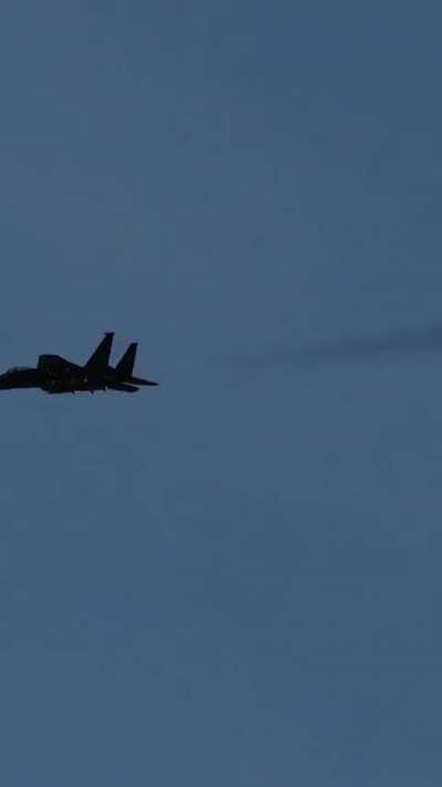Israeli fighter jet shooting down Iranian UAV