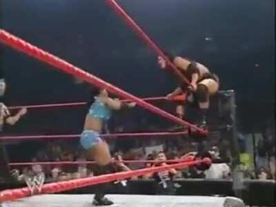 Victoria crotched on the turnbuckle by Jacqueline